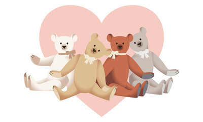 Teddy  Bear Toys Set. Vector illustration.