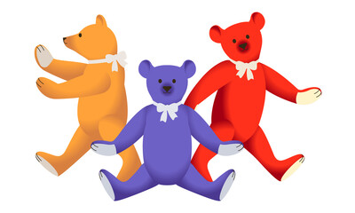Teddy  Bear Toys Set. Vector illustration.