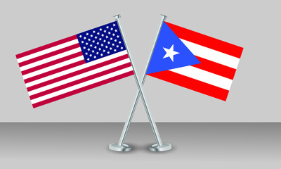 Crossed flags of United State of America (USA) and Cuba. Official colors. Correct proportion. Banner design