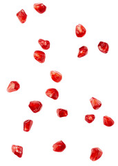 pomegranate seeds isolated on a white background with clipping path