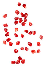 pomegranate seeds isolated on a white background with clipping path
