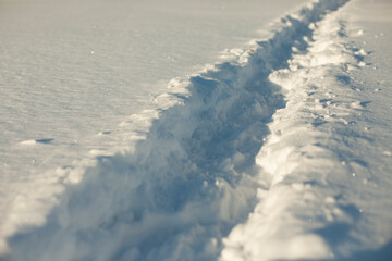 Path in snow. Path through deep snow.