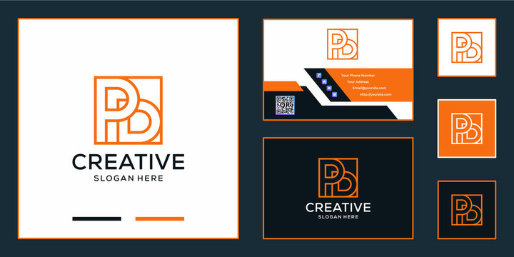creative letter PD logo and business card design template