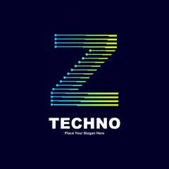 letter Z technology logo vector design. This good for digital font industry with dot, gradient color and modern style. Also suitable for machine business.