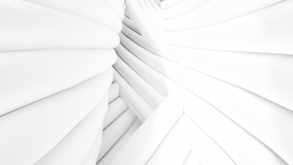Abstract architecture background white wavy walls 3d render