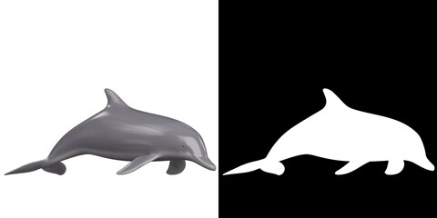 3D rendering illustration of a stylized dolphin