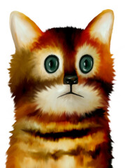 Fototapeta na wymiar cute cat, hand-painted digital color illustration 
