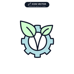 Leaf and gear. Eco industry icon symbol template for graphic and web design collection logo vector illustration