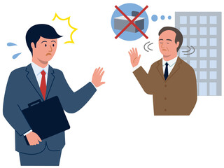 会社をリストラされた男性サラリーマンと部下を解雇する上司のベクターイラスト
