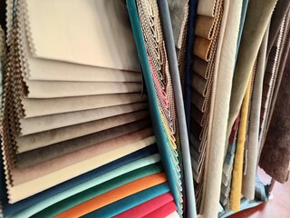 Colorful patterns of brown upholstery. Fabric for furniture.