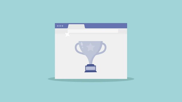 website with golden cup animation.4K motion animation.