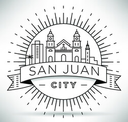 Minimal San Juan City Skyline - obrazy, fototapety, plakaty