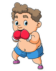 The professional big boy is doing the boxing the boxing gloves