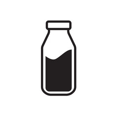 Milk bottle icon on white background. Flat design. Vector illustration.