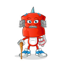 push pin head cartoon white haired old man. character vector