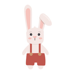 Easter rabbit in pants. Vector illustration. Cartoon animal illustration