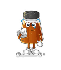 pepper powder cry with a tissue. cartoon mascot vector