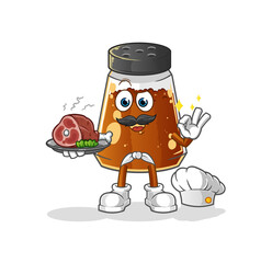 pepper powder chef with meat mascot. cartoon vector