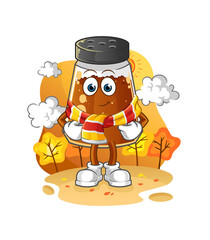 pepper powder in the autumn. cartoon mascot vector