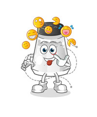 salt shaker laugh and mock character. cartoon mascot vector