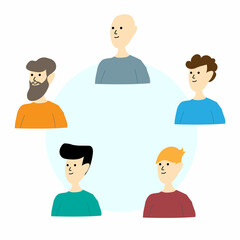 Fototapeta premium Set of male avatars in flat style. Vector illustrations of men with different looks.