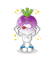 turnip head cartoon dizzy mascot. cartoon vector