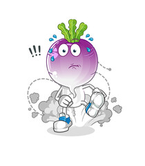 turnip head cartoon running illustration. character vector