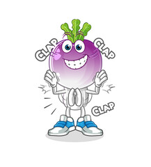turnip head cartoon applause illustration. character vector
