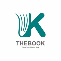 Abstract Letter K with book or paper logo vector design. Suitable for business, web, education, online store, and identity symbol