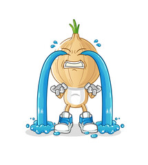 garlic head cartoon crying illustration. character vector