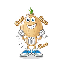 garlic head cartoon applause illustration. character vector