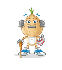 garlic head cartoon white haired old man. character vector