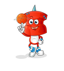 push pin head cartoon playing basket ball mascot. cartoon vector