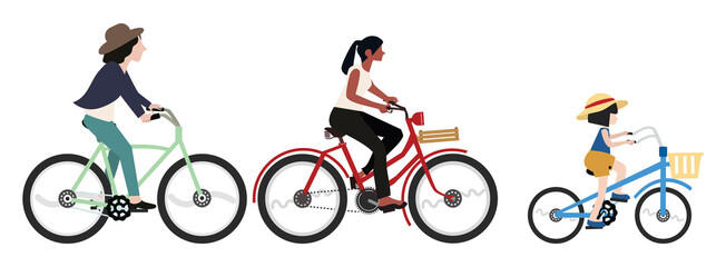 Naklejka premium People riding a various bikes
