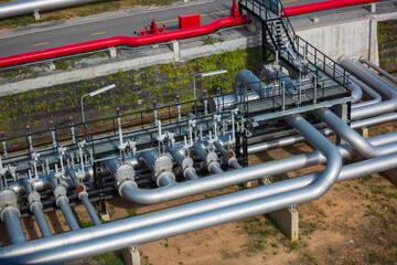 Top view at valve of pipeline oil and gas.