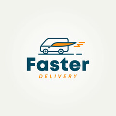 faster delivery simple logo template vector illustration design. delivery van logistic with wings fast symbol logo concept
