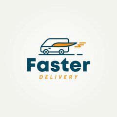 Obraz premium faster delivery simple logo template vector illustration design. delivery van logistic with wings fast symbol logo concept