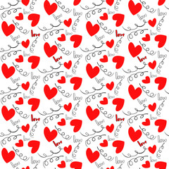 Vector seamless love symbol pattern, with stylish hearts