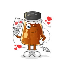 pepper powder hold love letter illustration. character vector
