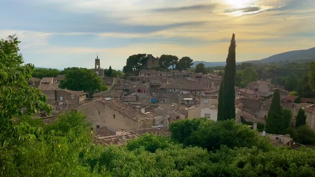 Village of Cucuron at sunset in the Luberon valley in Provence, France