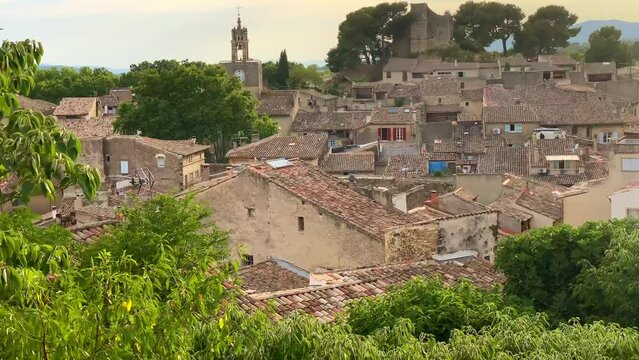Rooftops of the village of Cucuron in the Luberon valley in Provence, France