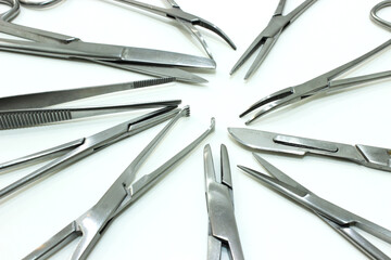 Surgical Instruments Isolated on the White Background