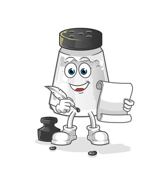 salt shaker writer vector. cartoon character