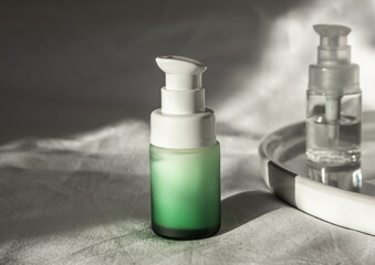 Jar with cream face on white background, closeup