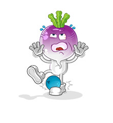 turnip head cartoon hiten by bowling. cartoon mascot vector