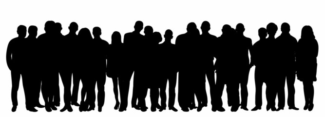 crowd of people silhouette ,on white background, vector