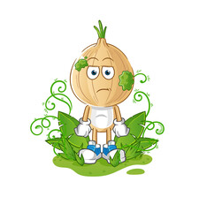 garlic head cartoon waiting too long mascot. cartoon vector