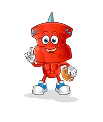 push pin head cartoon playing rugby character. cartoon vector