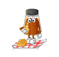pepper powder on a picnic cartoon. cartoon mascot vector