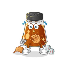 pepper powder baseball Catcher cartoon. cartoon mascot vector